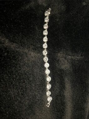 Macy's Silver-Tone Clear Crystal Link Bracelet